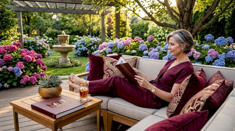 Homeowner enjoying luxury patio furniture