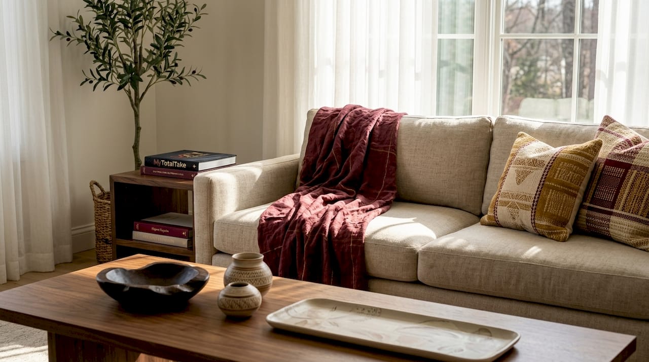 Living room with crafted home accent decor