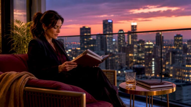 Consultant reviewing upscale brand catalog