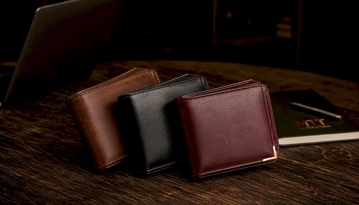 Close-up of premium wallets showing structural integrity