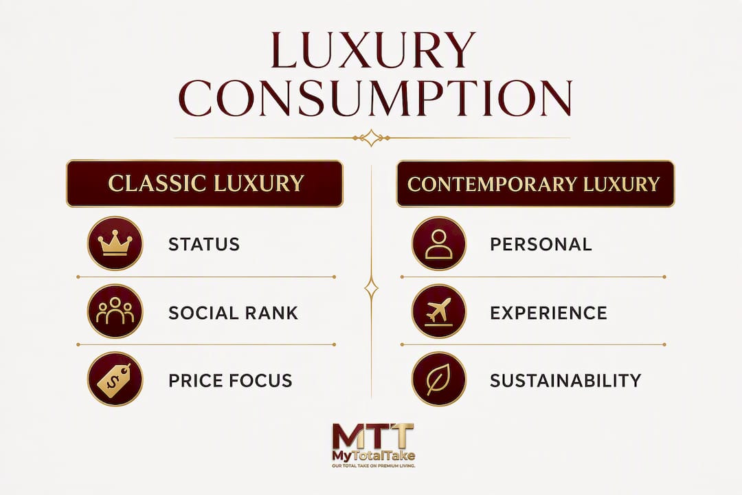 Infographic comparing classic and contemporary luxury