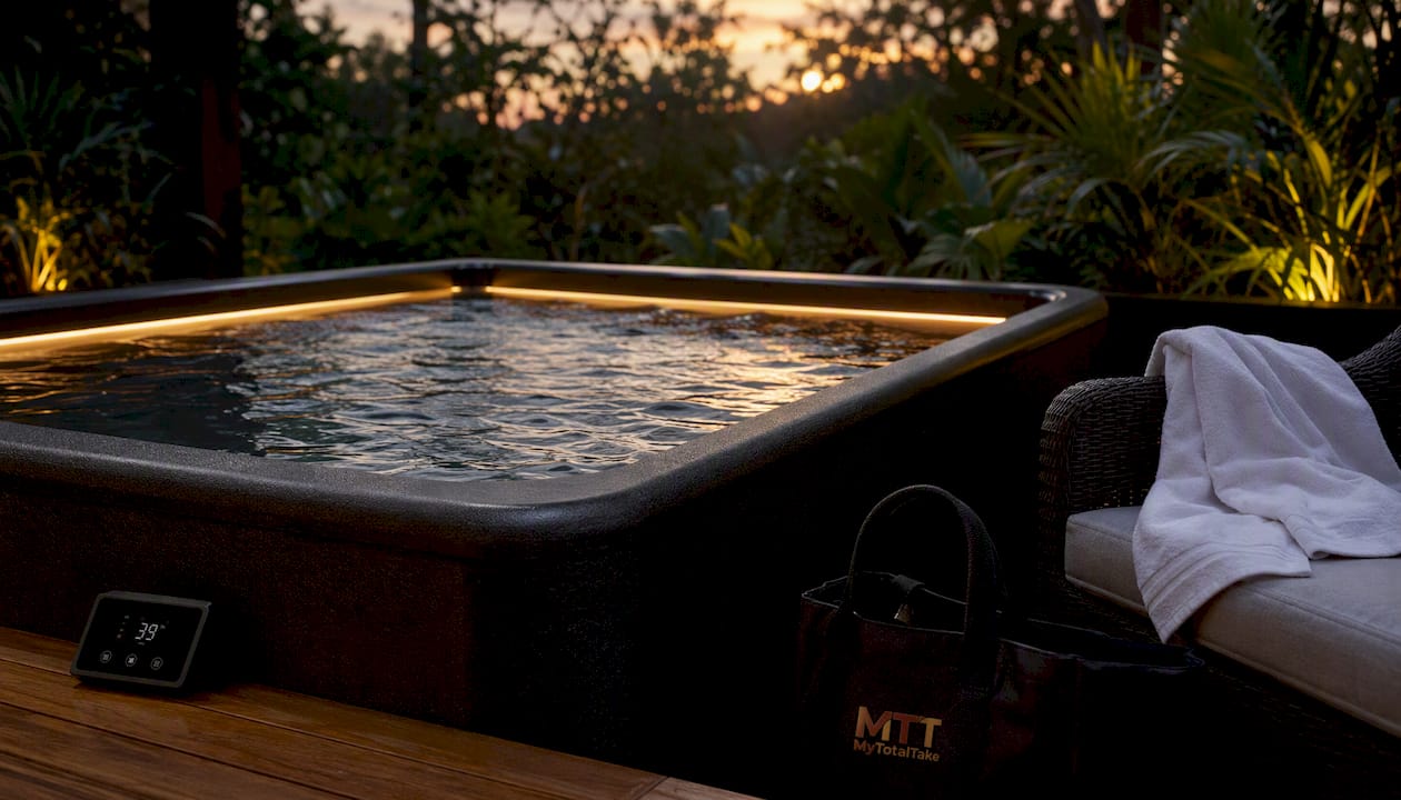 Luxury spa bathroom with cold immersion tub