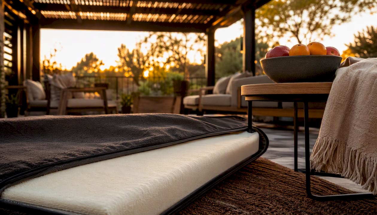Orthopedic dog bed detail in luxury home