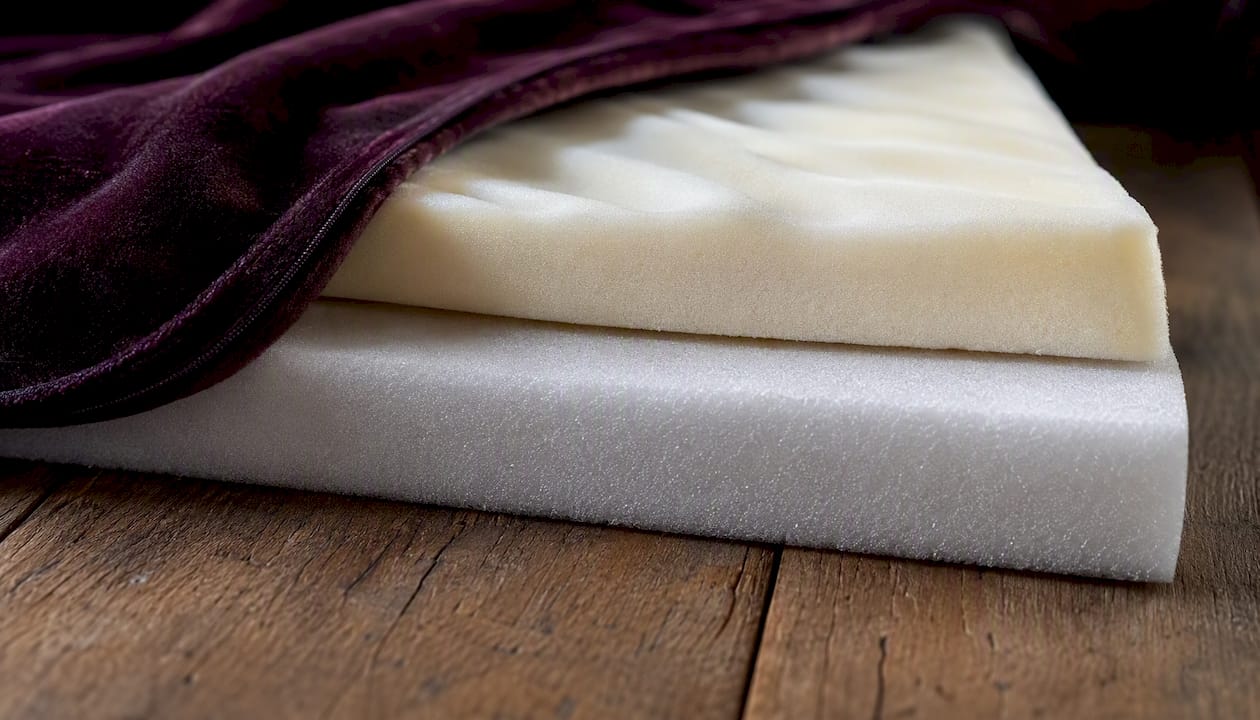 Close-up of memory and support foam layers