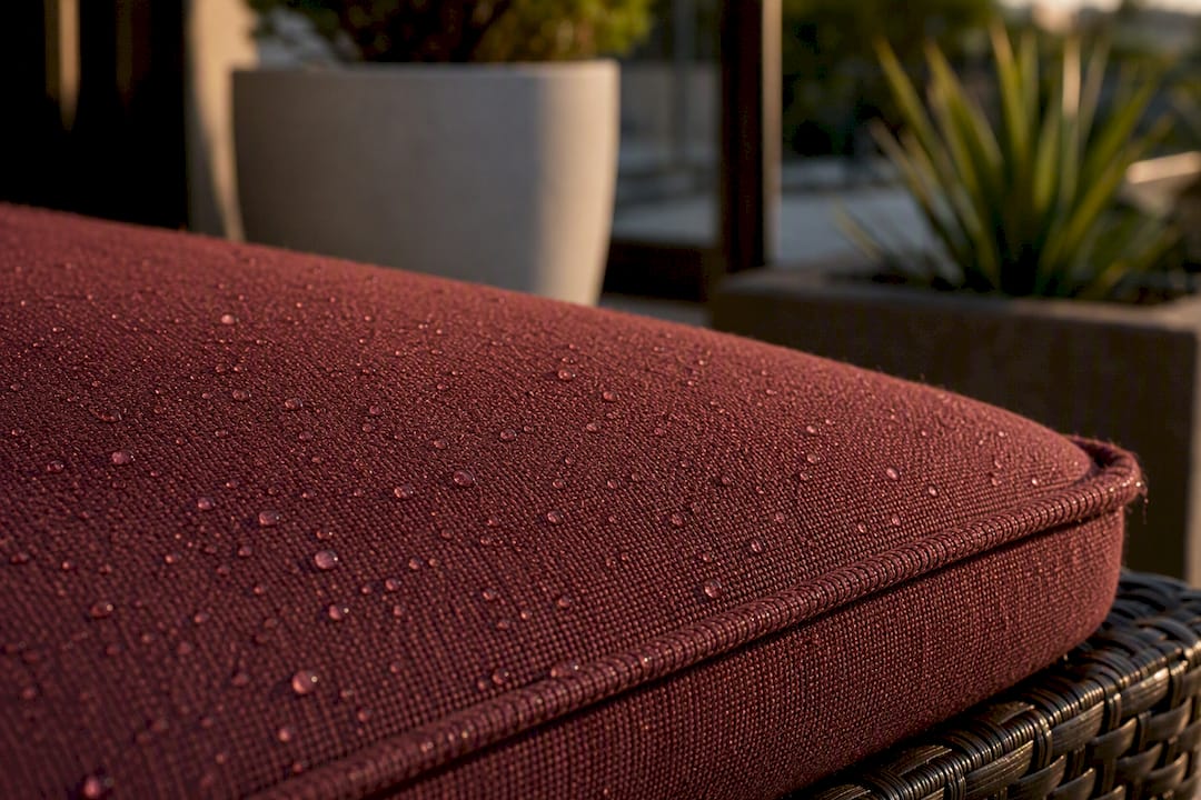 Close-up of solution-dyed acrylic outdoor cushion fabric