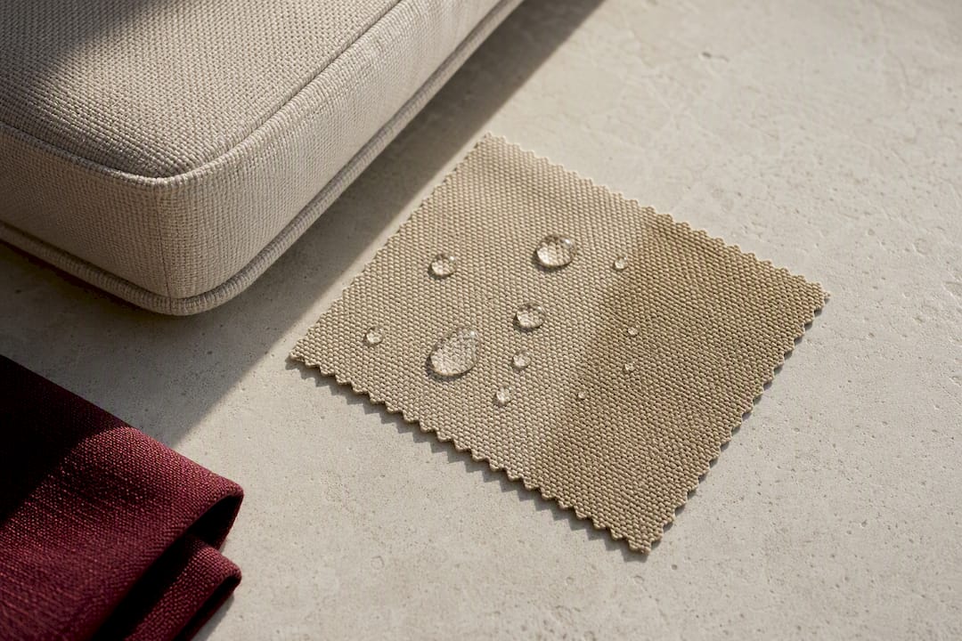 Water beading on outdoor cushion fabric