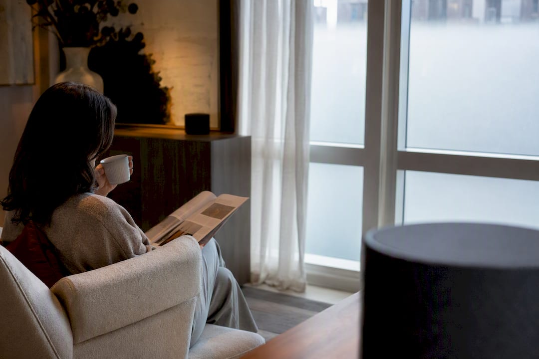 Smart speaker placed away from visible window