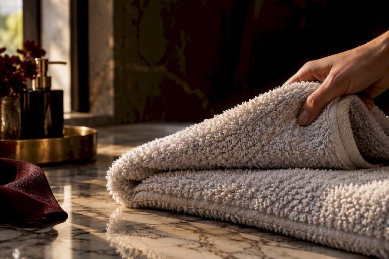 Close-up of plush luxury towel texture
