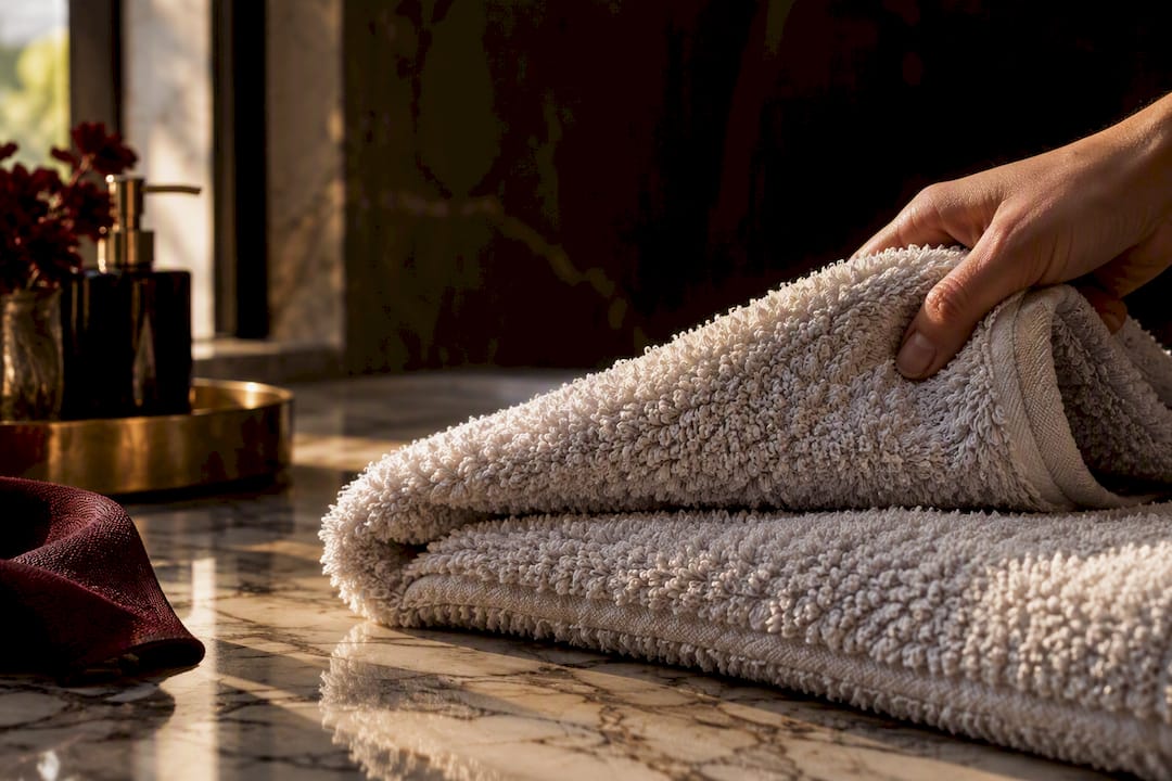 Close-up of plush luxury towel texture