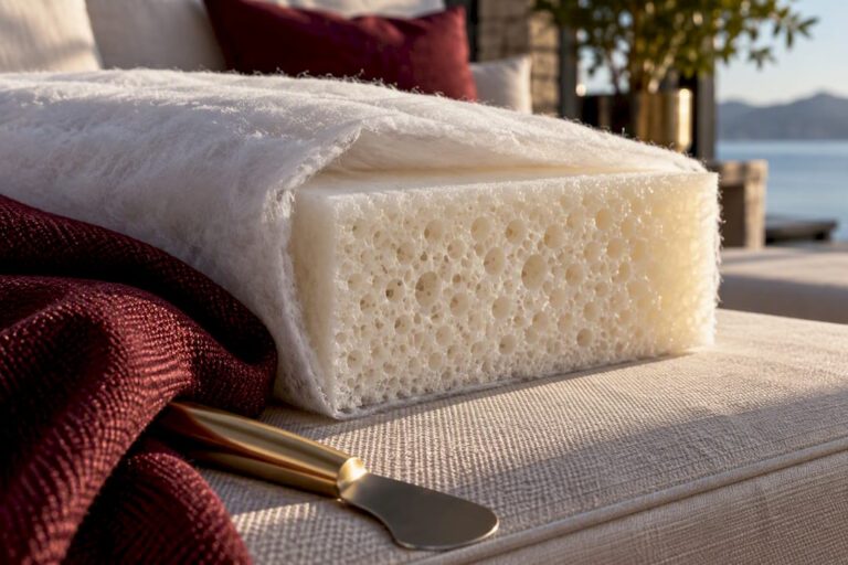 Layered outdoor cushion foam cross section